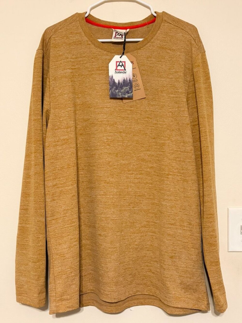 NWT Avalanche Men's Lightweight Crewneck Fleece Pullover w/ Zipper Pocket XL Tan